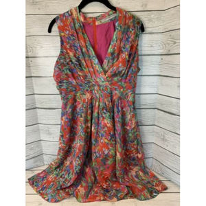 Marc New York Andrew Marc Women's Dress Colorful Pink Lined Sleeveless V Neck